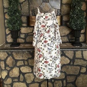 White Floral - Cold Shoulder Dress